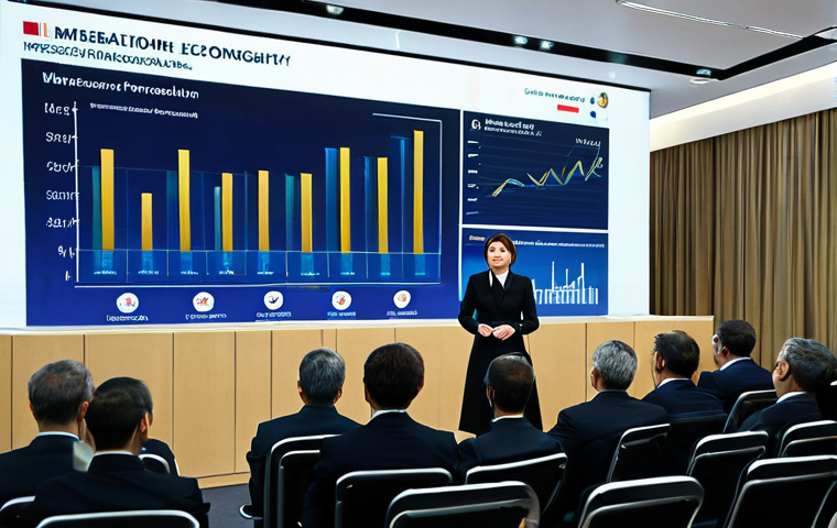**Prompt:** A professional female economist giving a presentation at an economic forum in Moscow. She is wearing a tailored, modest business suit (dark color). The background shows a modern conference hall with graphs and charts displayed on a large screen. Perfect anatomy, correct proportions, well-formed hands, safe for work, appropriate content, fully clothed, professional. High quality, realistic rendering.