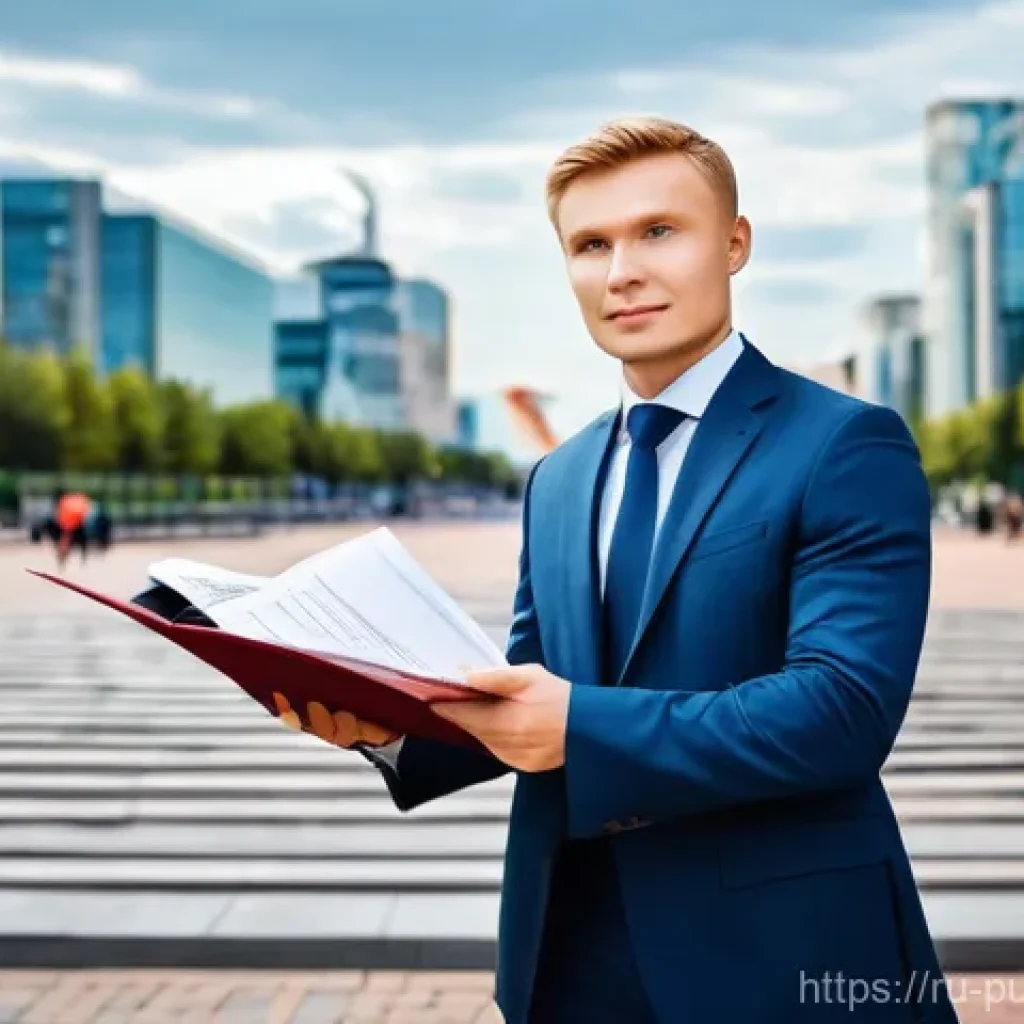 공공관리사 자격증의 국제적 인정도 - **Prompt:** A confident Russian professional, male or female, dressed in smart, modern business atti...