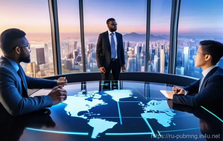 공공관리사 자격증의 글로벌 성장 가능성 - **Prompt:** A dynamic, bright, and modern open-plan government office in a bustling city. A diverse ...