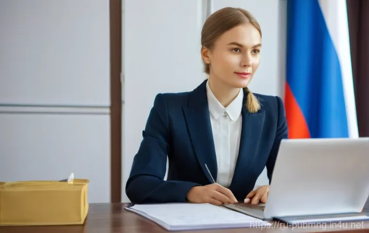 공공관리사 시험 준비를 위한 추천 강의 - **Prompt:** "A highly focused, diligent Russian civil service candidate, either male or female, in t...