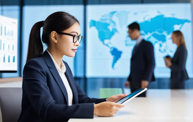 공공관리사 필기시험 준비를 위한 추천 자료 - **Prompt:** A modern and professional female civil servant, dressed in a smart business suit, sits a...