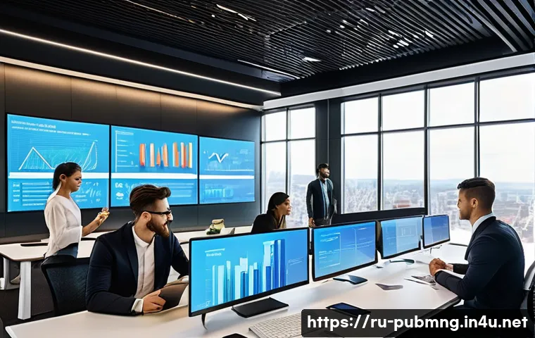 공공관리사 시험 합격률 증가 요인 - **Modern Public Service Transformation:** A vibrant, well-lit, open-plan office setting. In the fore...