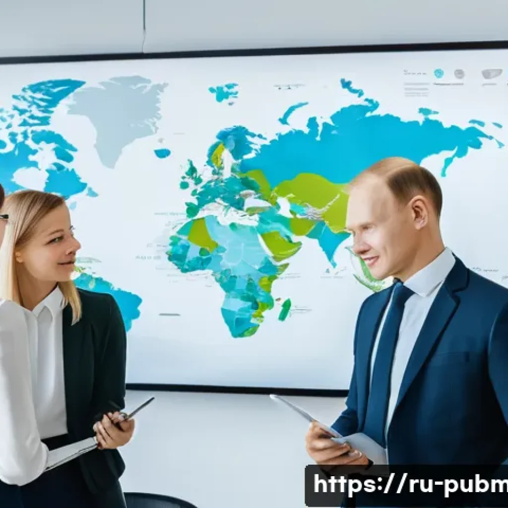 공공관리사 자격증으로 가능한 직무 변화와 도전 - A group of diverse Russian professionals, men and women of varying ages from early 20s to late 50s, ...