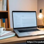 공공관리사 시험 준비 과정 중 겪는 어려움 해결법 - A cozy and well-organized study room in a modern Russian apartment, featuring a wooden desk with nea...