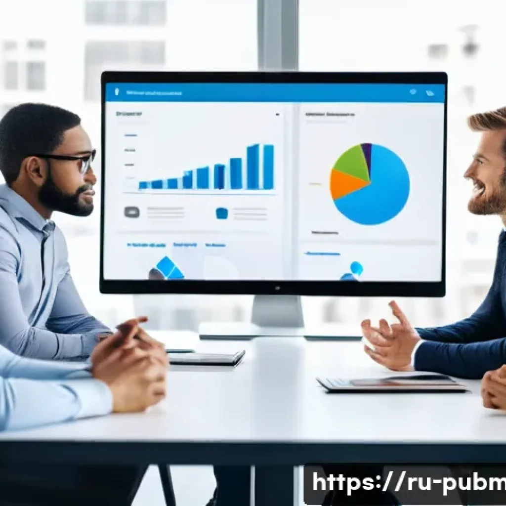 공공관리사 실무에서 리더십을 발휘하는 방법 - A modern office team meeting scene in a bright conference room, diverse professionals actively engag...