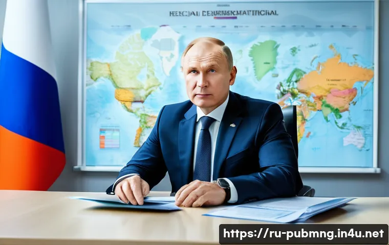 공공관리사 관련 직무별 연봉 비교 - A professional office scene in a modern Russian government building, featuring a confident middle-ag...