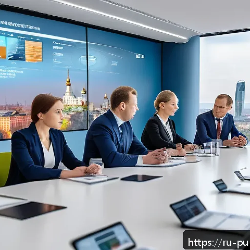 공공관리사 실무에서 자주 발생하는 윤리적 문제 - A modern government office setting in Russia, featuring diverse public officials in professional att...
