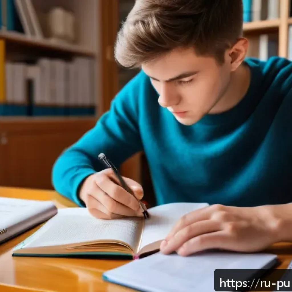 공공관리사 필기시험에서 시간 관리법 - A focused young adult student studying at a tidy desk in a quiet, well-lit room typical of a Russian...