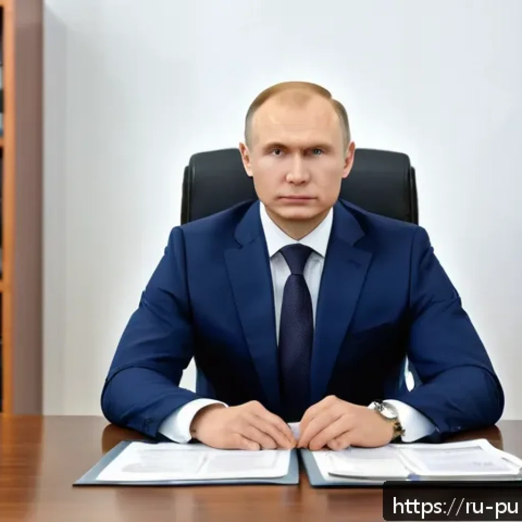공공관리사 자격증 취득 방법 - A professional Russian government official in a modern office setting, dressed in formal business at...
