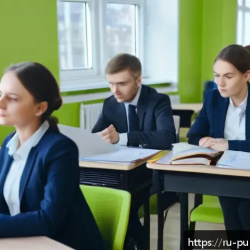 공공관리사 자격증 준비 비용 분석 - A modern classroom scene in a Russian city showing adult students attentively participating in a day...