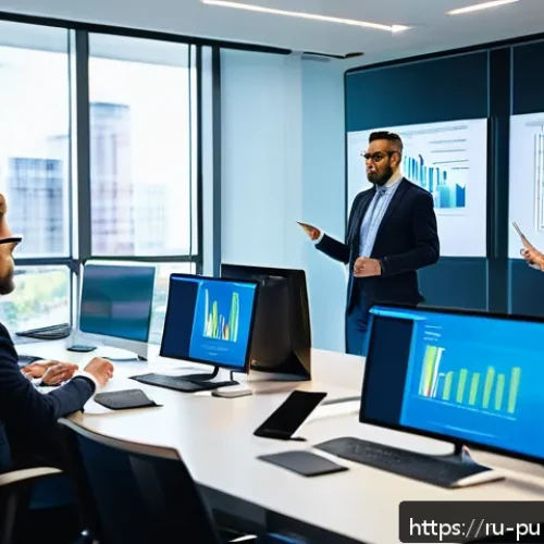 공공관리사 직무에서의 커리어 개발 방향 - A modern government office scene showing diverse professionals in business attire engaged in a digit...