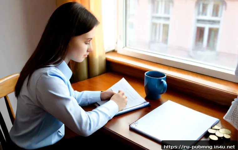 Home 17 공공관리사 시험 준비 중 자주 묻는 질문 - Photorealistic Russian civil service exam candidate studying at a tidy apartment desk, open unmarked...